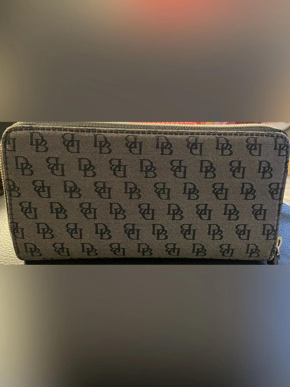 Dooney & Bourke Brown & Black Signature Zip Wallet